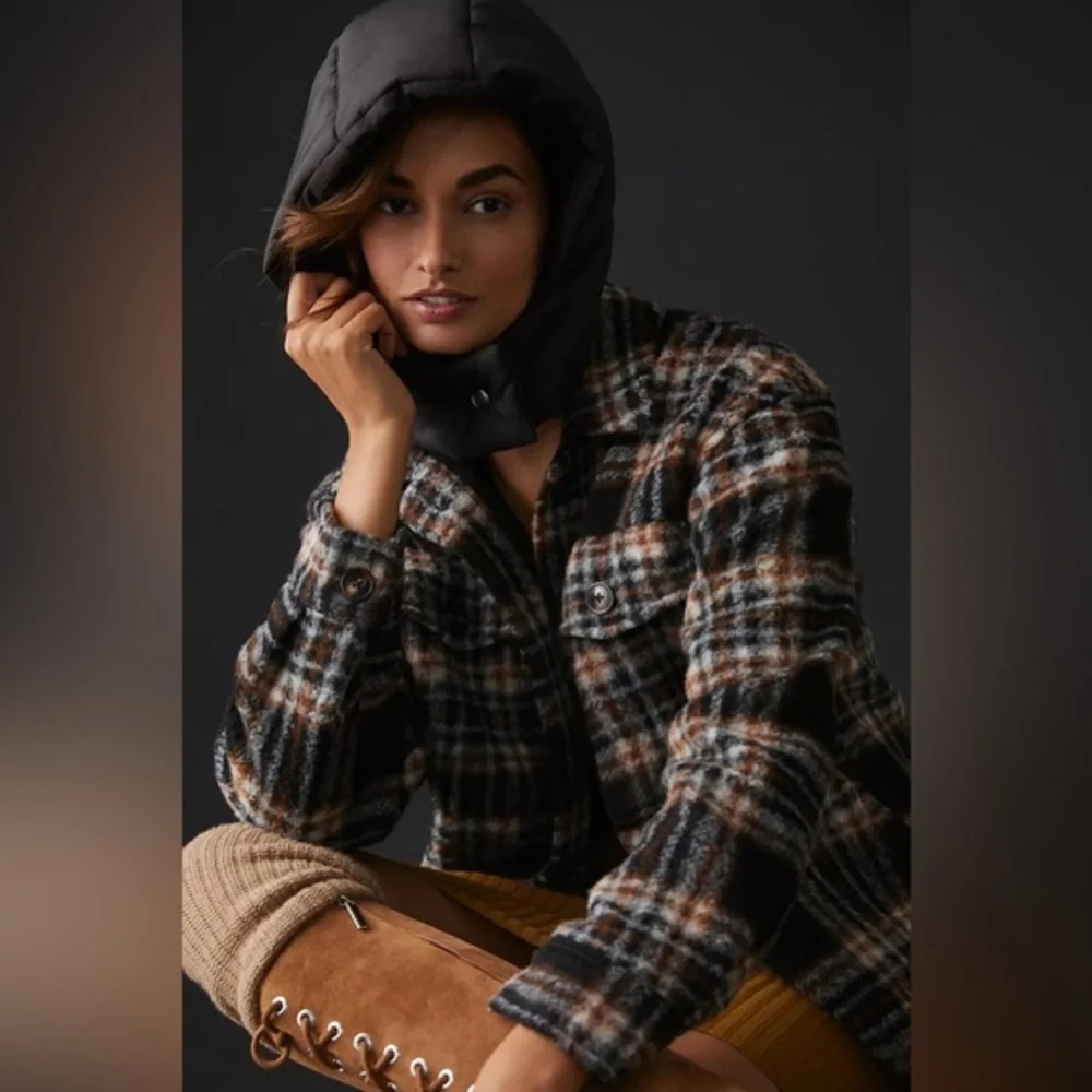 Anthropologie  Mauve  Black Puffer  Hoodie